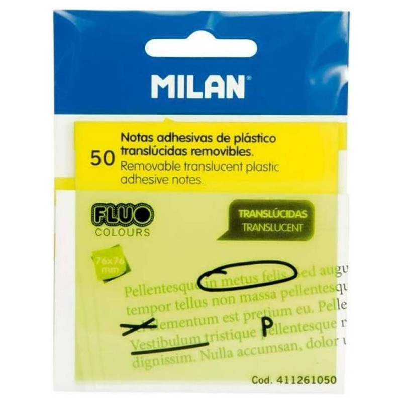 MILAN 50 NOTAS ADHESIVAS TRANS. AMARILLAS