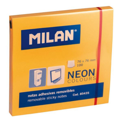 MILAN NOTAS ADHESIVAS 76X76 NARANJA NEON