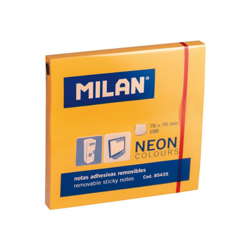 MILAN NOTAS ADHESIVAS 76X76 NARANJA NEON
