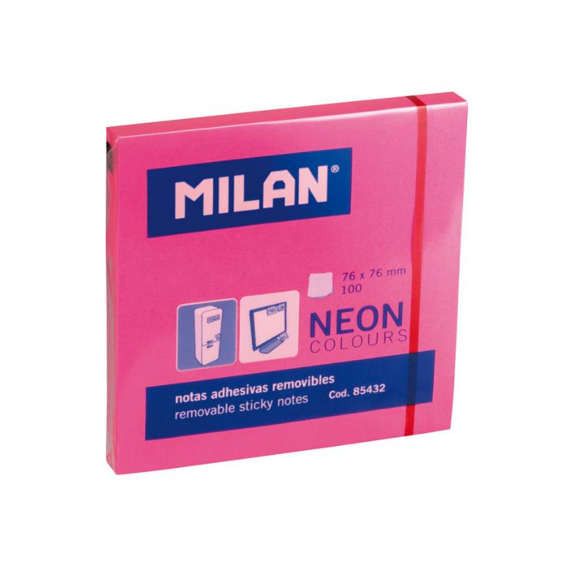 MILAN NOTAS ADHESIVAS 76X76 ROSA NEON