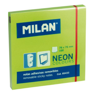 MILAN NOTAS ADHESIVAS 76X76 VERDE NEON