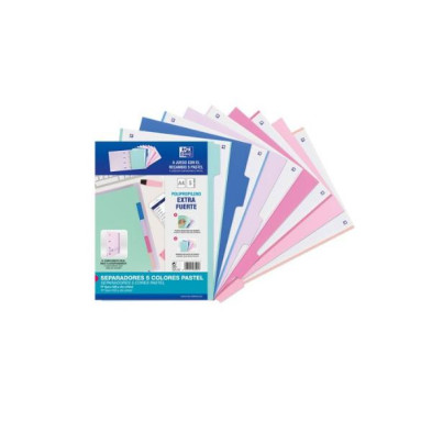 OXFORD PTE. 5 SEPARADORES A4 PASTEL EXTRA FUERTE