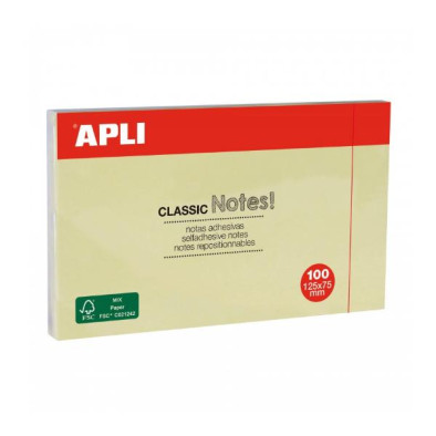 APLI 100 NOTAS ADHESIVAS 75 X 125 AMARILLO